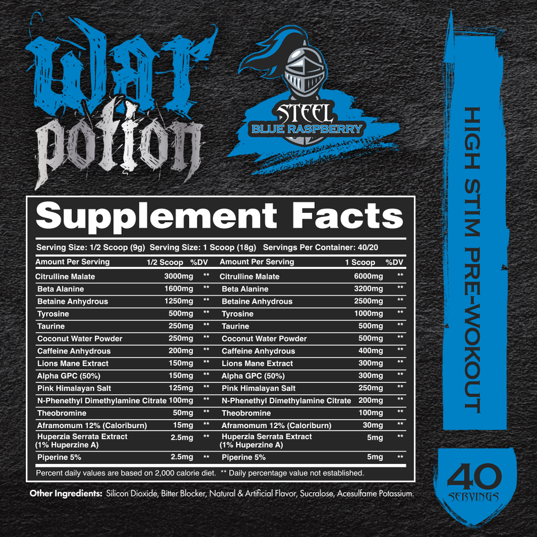 War Potion Pre-Workout: Steel Blue Raspberry – Kingdomsuppz